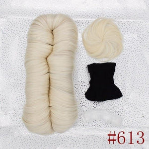 #27 Blonde Double Weft Natural Straight Hair Weaving No Shed Synthetic Hair 28 Pieces Short Bump Weave For Women