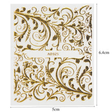 Load image into Gallery viewer, 20Sheets Gold 3d Nail Art Stickers Hollow Decals Mixed Designs Adhesive Flower Nail Tips Decorations Salon Accessory LAAD301-326