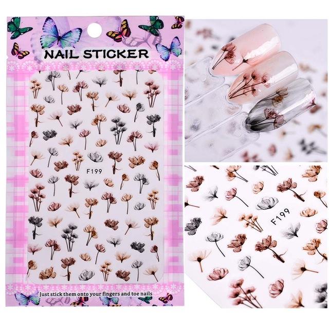 1 Sheet Embossed 3D Nail Stickers Blooming Flower 3D Nail Art Stickers Decals Adhesive Manicure Nail Art Tips Decoration SAF199