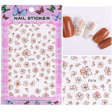 Load image into Gallery viewer, 1 Sheet Embossed 3D Nail Stickers Blooming Flower 3D Nail Art Stickers Decals Adhesive Manicure Nail Art Tips Decoration SAF199