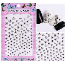 Load image into Gallery viewer, 1 Sheet Embossed 3D Nail Stickers Blooming Flower 3D Nail Art Stickers Decals Adhesive Manicure Nail Art Tips Decoration SAF199