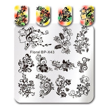 Load image into Gallery viewer, BORN PRETTY Square Nail Art Stamp Template Flower Vine Rose Leaves Floral Image Pattern Printing Plate for Manicure Stencil 6cm