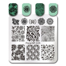 Load image into Gallery viewer, BORN PRETTY Square Nail Art Stamp Template Flower Vine Rose Leaves Floral Image Pattern Printing Plate for Manicure Stencil 6cm