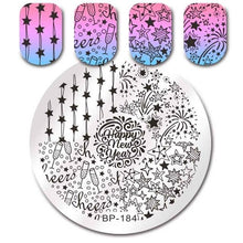 Load image into Gallery viewer, BORN PRETTY Christmas Theme Nail Art Stamping Plates Santa Snowflake Jingle Bell Nail Stamp Manicure with Nail Stamper Scarper