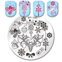 Load image into Gallery viewer, BORN PRETTY Christmas Theme Nail Art Stamping Plates Santa Snowflake Jingle Bell Nail Stamp Manicure with Nail Stamper Scarper