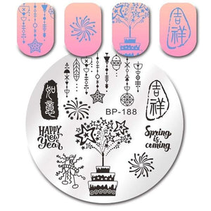 BORN PRETTY Christmas Theme Nail Art Stamping Plates Santa Snowflake Jingle Bell Nail Stamp Manicure with Nail Stamper Scarper