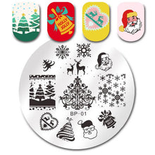 Load image into Gallery viewer, BORN PRETTY Christmas Theme Nail Art Stamping Plates Santa Snowflake Jingle Bell Nail Stamp Manicure with Nail Stamper Scarper