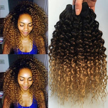 Load image into Gallery viewer, Ombre Kinky Curly Hair Brazilian Human Hair Weave Bundles 1B/4/27 Remy Afro Jerry Curly Human Hair Extensions 1 / 3 / 4 Bundles