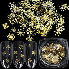 Load image into Gallery viewer, 90pcs/Set 3D Snowflakes Gold Metal Slices Nail Art Sequins Christmas Decorations Nail Polish Thin Sticker Designs Manicure TR889