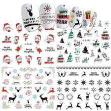 Load image into Gallery viewer, 1pcs Sliders Nail Wrap Christmas 3D Stickers Nail Art Decorations Santa Transfer Decals Accessories Tip Manicure Tool BEE875-885