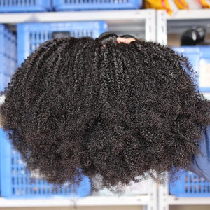 Mongolian Afro Kinky Curly Hair Weave 4B 4C 100% Natural Black Virgin Human Hair Bundles Extension  Products 10-28"