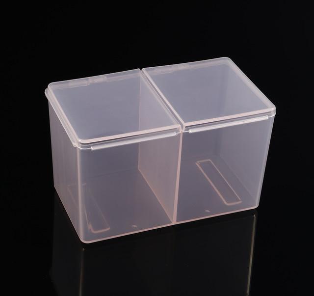 Monja Nail Art 2 Colors Clear Compartments Holder Organizer Container Gel Polish Remover Cleaning Cotton Pad Swab Storage Box