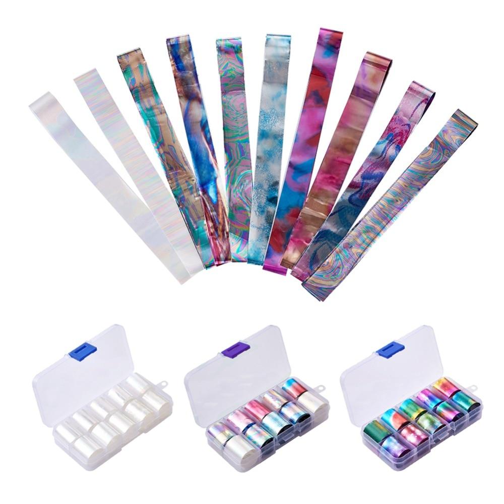 10 Rolls/Box Colorful White Starry Sky Laser Foils Nail Art Adhesive Stickers Sticker Paper Decals Decal DIY Manicure Decor